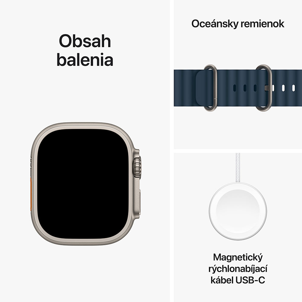 Apple Watch Ultra 2 GPS + Cellular, 49mm Prírodný titán s modrým oceánskym remienkom