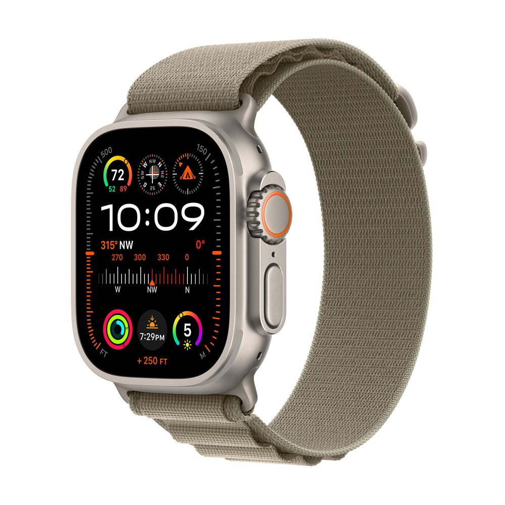 Apple Watch Ultra 2 GPS + Cellular, 49mm Prírodný titán s olivovým alpským ťahom - Small