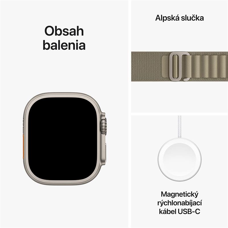 Apple Watch Ultra 2 GPS + Cellular, 49mm Prírodný titán s olivovým alpským ťahom - Small