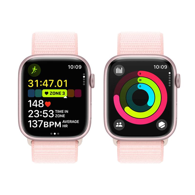 Apple Watch Series 9 GPS + Cellular 45mm Pink Aluminium Case with Light Pink Sport Loop