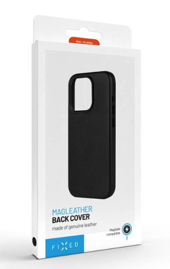 FIXED kožený kryt MagLeather s podporou MagSafe pro Apple iPhone 15 Plus, černý