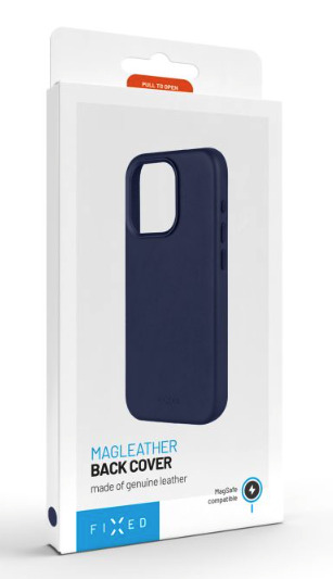 FIXED kožený kryt MagLeather s podporou MagSafe pro Apple iPhone 15 Pro Max, modrý