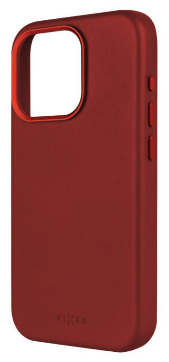 FIXED kožený kryt MagLeather s podporou MagSafe pro Apple iPhone 15 Plus, červený