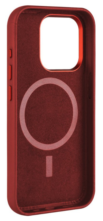 FIXED kožený kryt MagLeather s podporou MagSafe pro Apple iPhone 15 Plus, červený