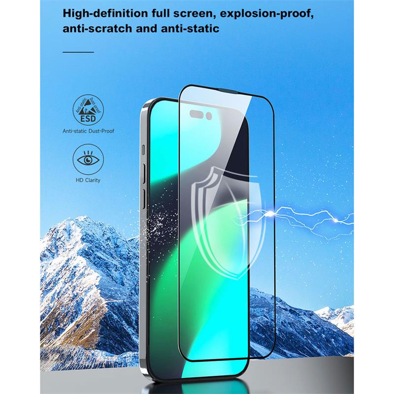 Devia ochranné sklo Van Series Anti-Static pre iPhone 15 Pro - Black Frame