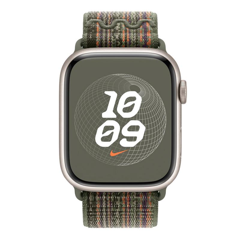 Apple Watch 45mm Sequoia/Orange Nike Sport Loop