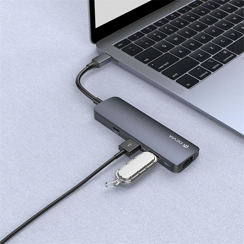 Devia USB-C Hub Leopard Series 4 in 1 - Gray