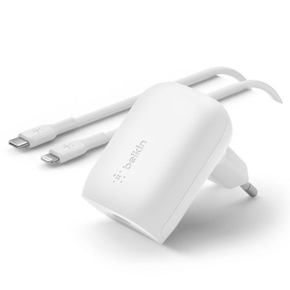 Belkin 30W PD 3.0 PPS USB-C Wall Charger + USB-C/Lightning kábel 1m - White