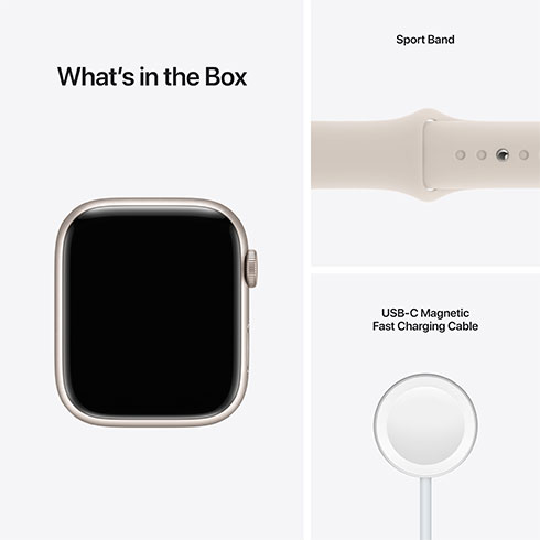 Apple Watch Series 7 GPS, 45mm Hvězdně bílý hliník *Třída A*