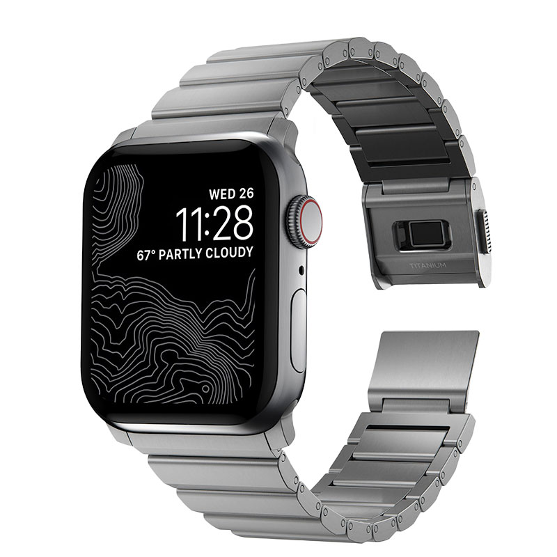 Nomad remienok pre Apple Watch 44-49 mm - Titanium Band/Silver Hardware