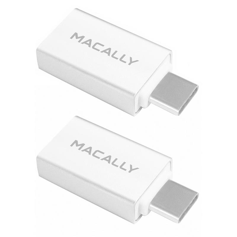Macally USB-C to USB-A adaptér 2pack - Silver Aluminium