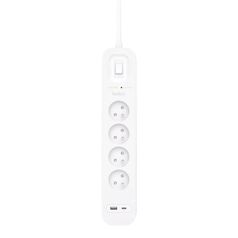 Belkin prepäťová ochrana 4T 525J 4 zásuvky, USB-A + USB-C - White