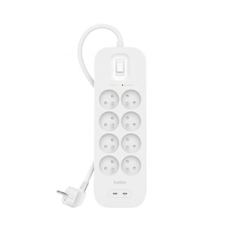 Belkin prepäťová ochrana 8OT 900J 8 zásuviek, Dual USB-C - White