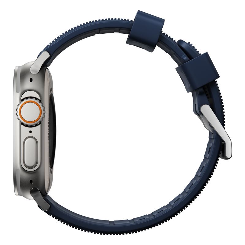 Nomad řemínek Rugged Strap pro Apple Watch 49/45/44/42 mm - Atlantic Blue/Silver Hardware