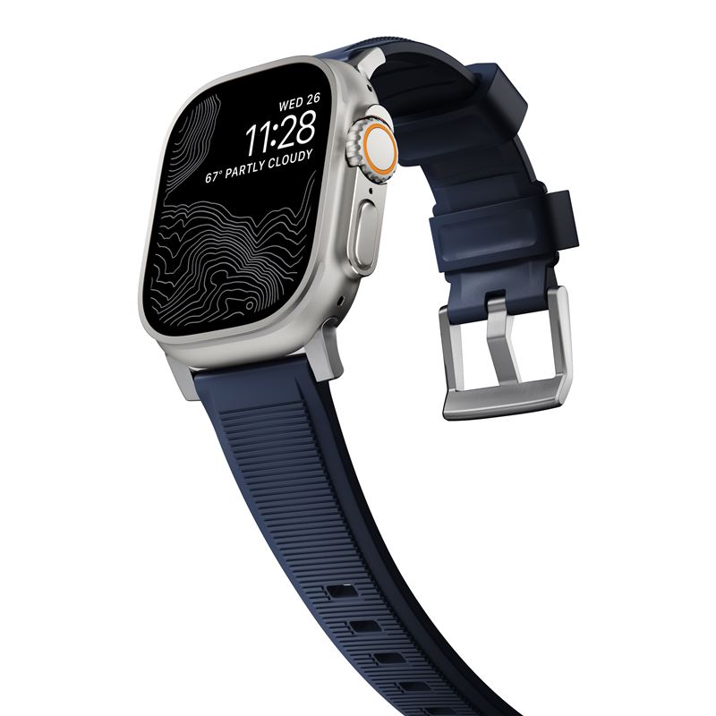 Nomad řemínek Rugged Strap pro Apple Watch 49/45/44/42 mm - Atlantic Blue/Silver Hardware