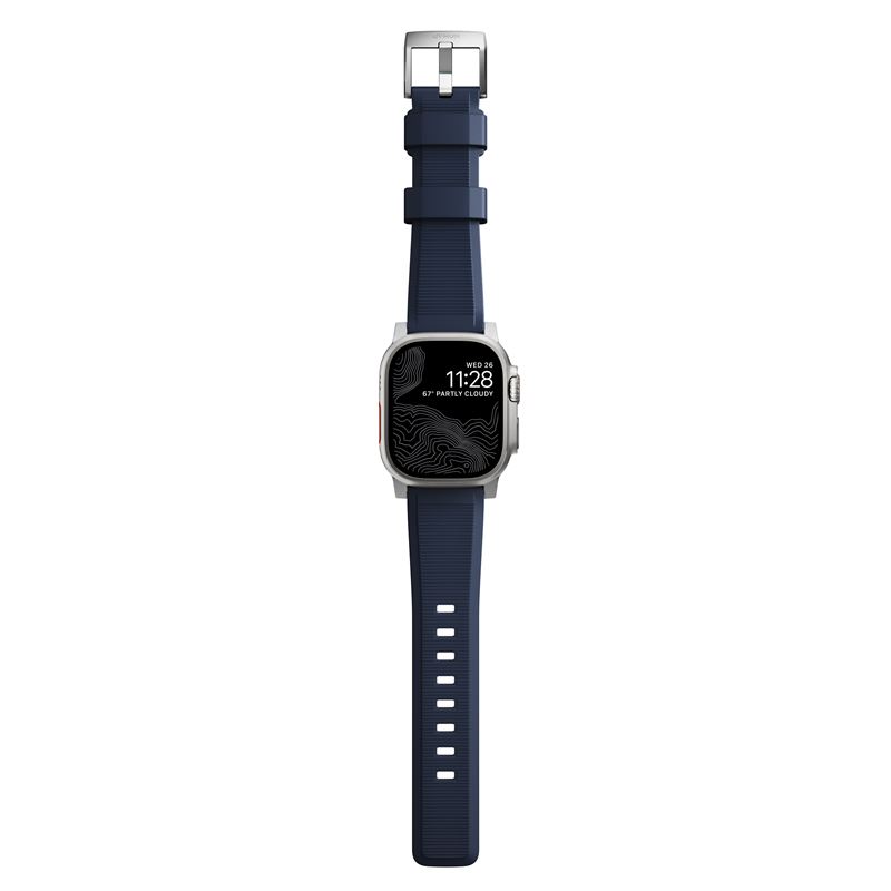Nomad řemínek Rugged Strap pro Apple Watch 49/45/44/42 mm - Atlantic Blue/Silver Hardware
