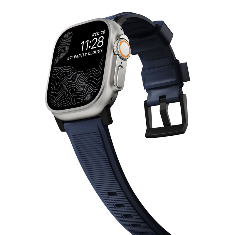 Nomad remienok Rugged Strap pre Apple Watch 44/45/49mm - Atlantic Blue/Black Hardware