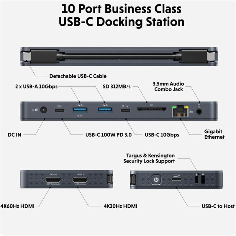 Hyper HyperDrive Next 10 Port USB-C Docking Station - Midnight Blue