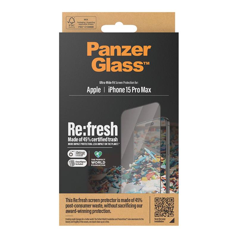 PanzerGlass ochranné sklo UWF Refresh pre iPhone 15 Pro Max - Black Frame
