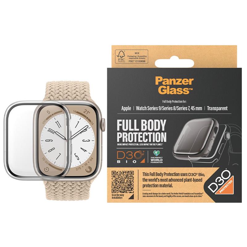 PanzerGlass ochranné sko Full Body pre Apple Watch 45mm - Clear