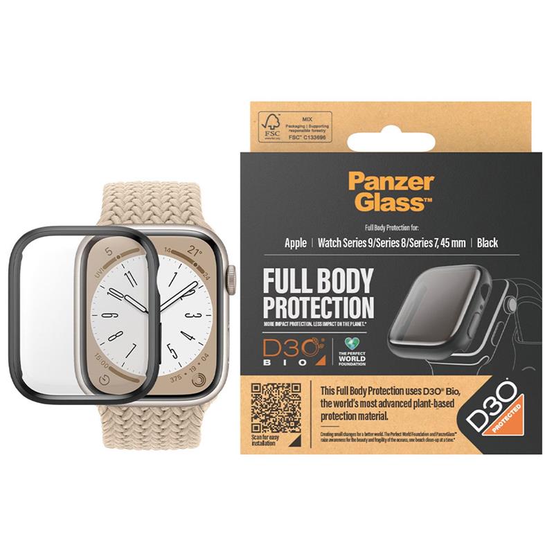 PanzerGlass ochranné sko Full Body pre Apple Watch 45mm - Black