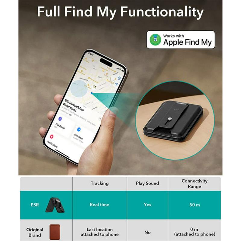 ESR Geo Wallet Stand With Apple Find My Funcionality - Midnight Black