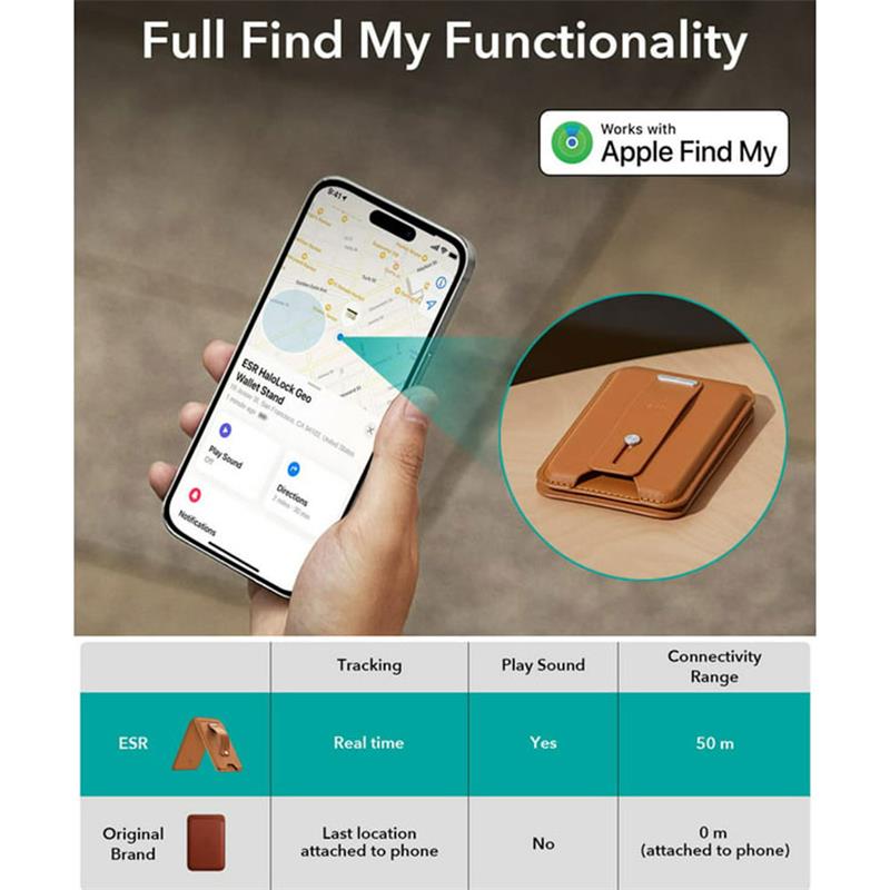 ESR Geo Wallet Stand With Apple Find My Funcionality - Caramel Brown