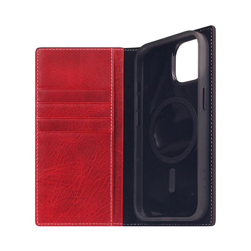 SLG Design puzdro D7 Magsafe Italian Wax Leather pre iPhone 15 - Red