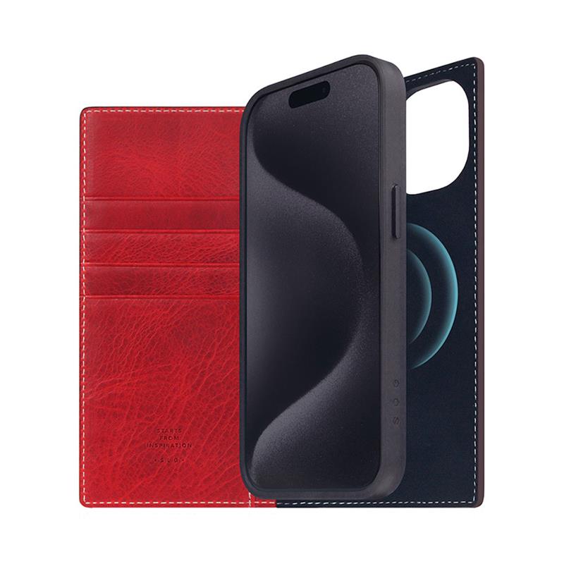 SLG Design puzdro D7 Magsafe Italian Wax Leather pre iPhone 15 - Red