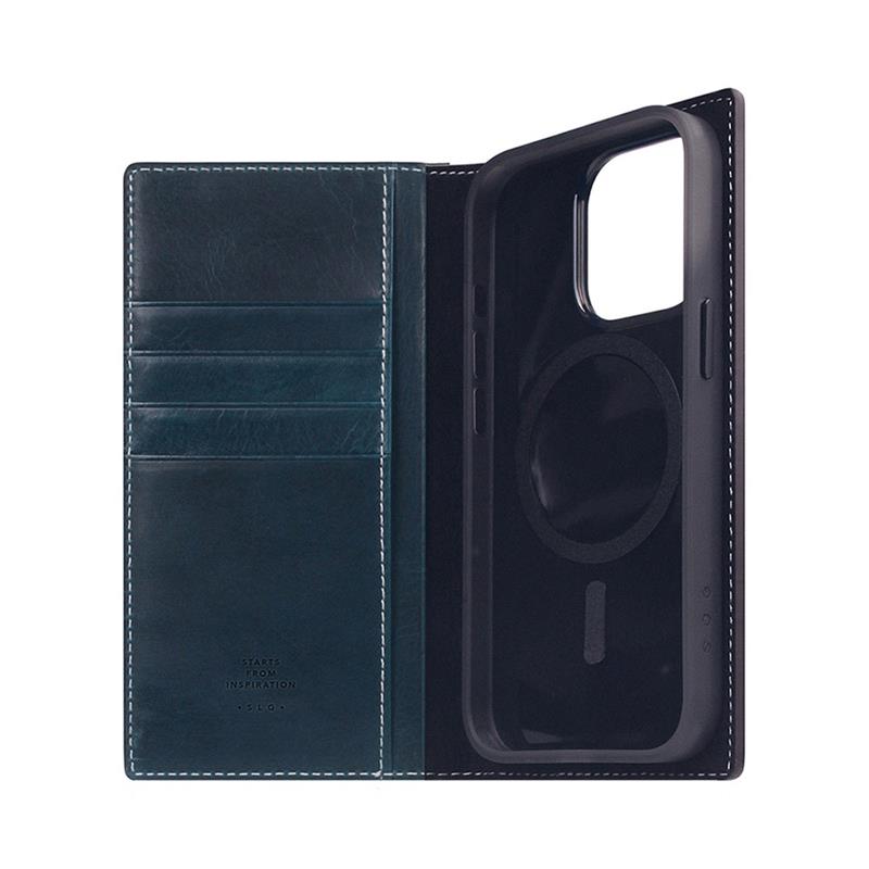 SLG Design puzdro D7 Magsafe Italian Wax Leather pre iPhone 15 Pro - Blue