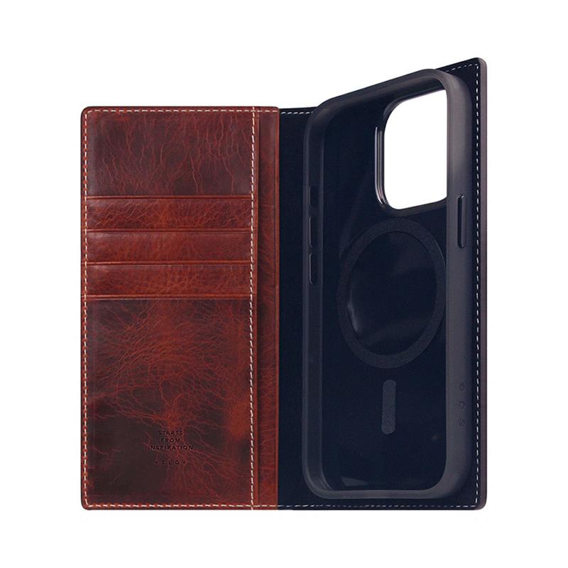 SLG Design puzdro D7 Magsafe Italian Wax Leather pre iPhone 15 Pro - Brown