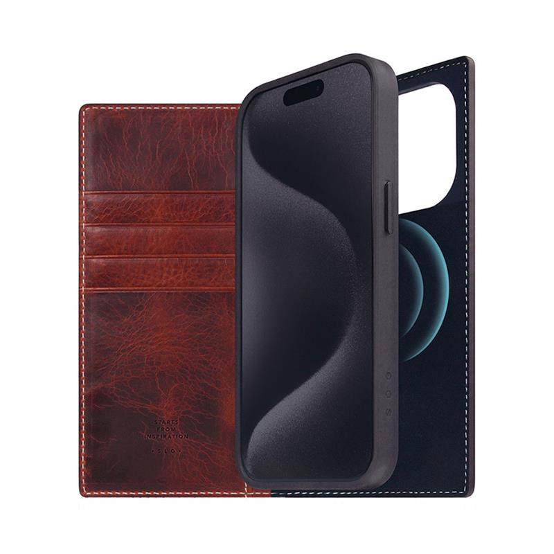 SLG Design puzdro D7 Magsafe Italian Wax Leather pre iPhone 15 Pro - Brown