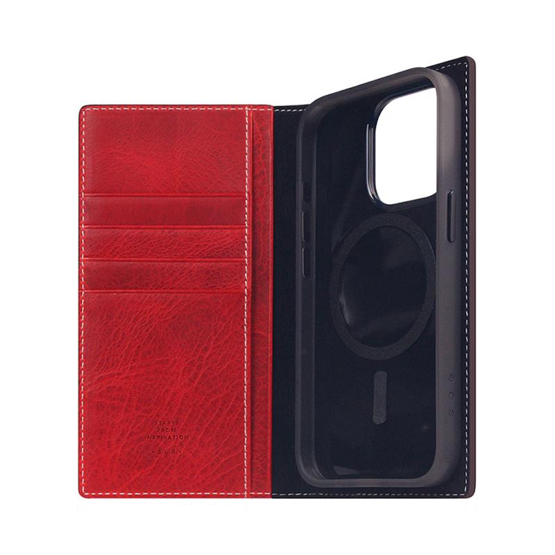 SLG Design puzdro D7 Magsafe Italian Wax Leather pre iPhone 15 Pro - Red