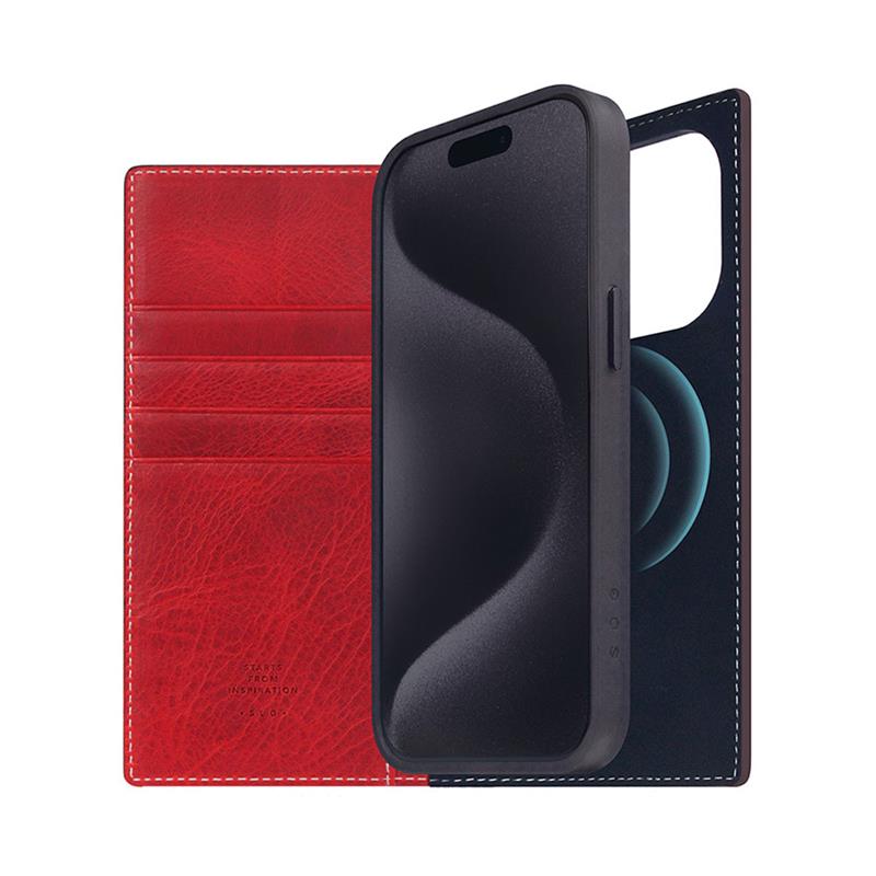 SLG Design puzdro D7 Magsafe Italian Wax Leather pre iPhone 15 Pro - Red