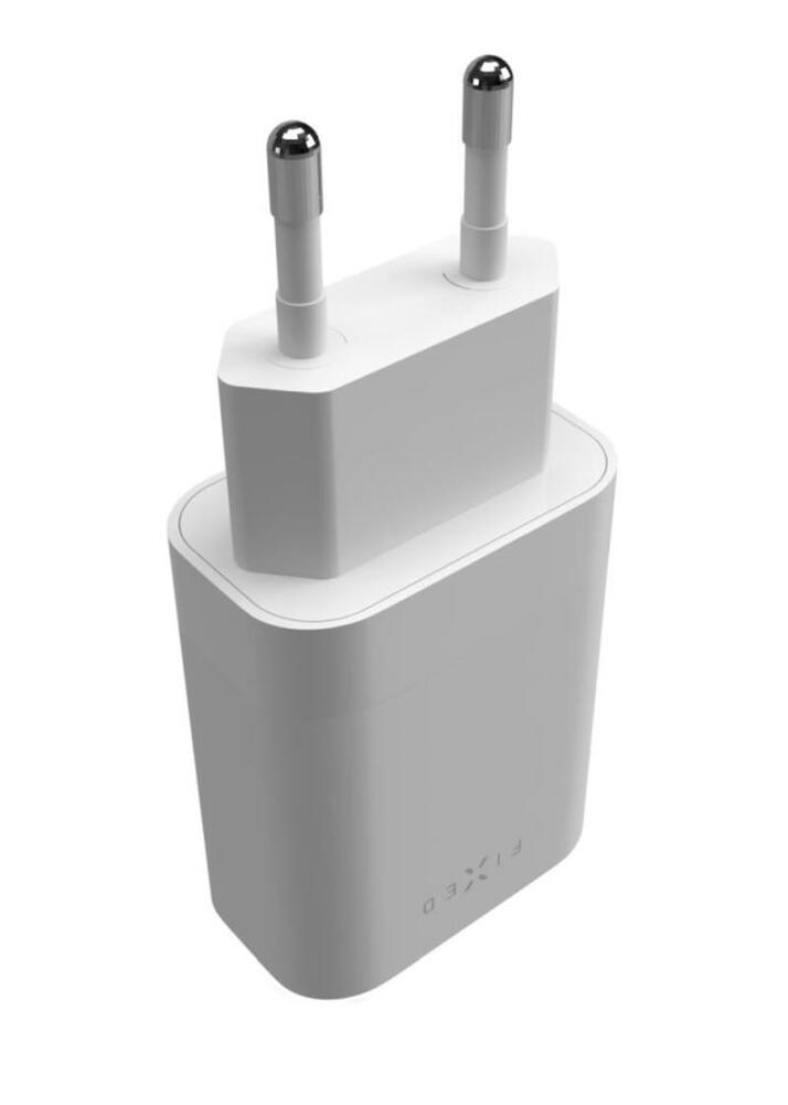 FIXED Síťová nabíječka s 2x USB-C výstupem a podporou PD, 35W, bílá