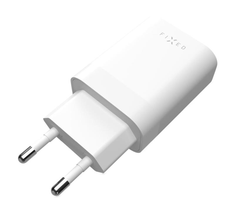 FIXED Síťová nabíječka s 2x USB-C výstupem a podporou PD, 35W, bílá