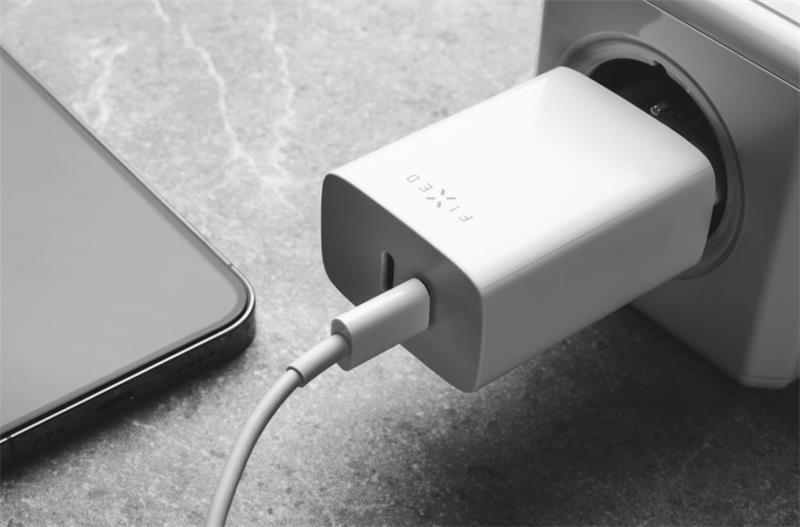FIXED Síťová nabíječka s 2x USB-C výstupem a podporou PD, 35W, bílá
