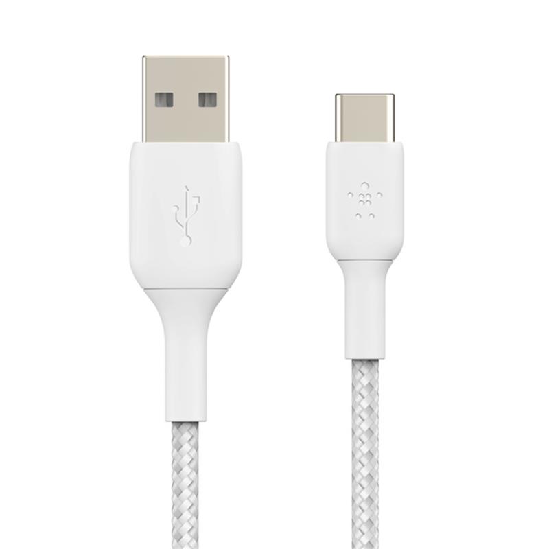 Belkin kábel Boost Charge Braided USB-A to USB-C 15cm - White