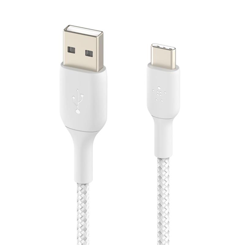 Belkin kábel Boost Charge Braided USB-A to USB-C 15cm - White
