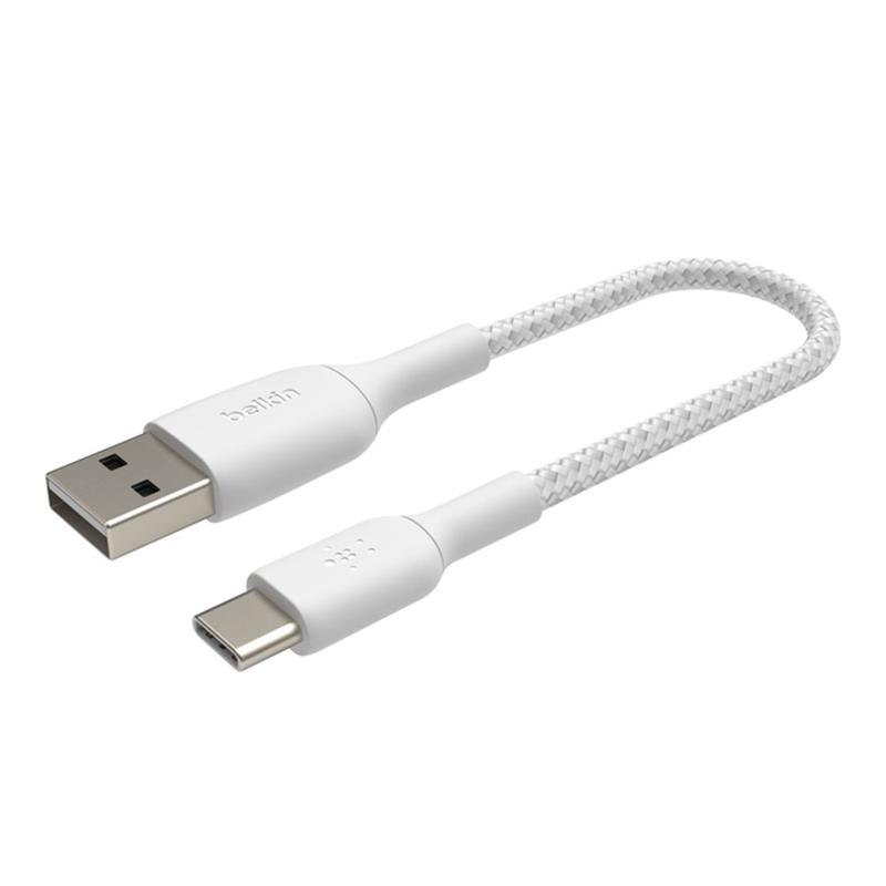Belkin kábel Boost Charge Braided USB-A to USB-C 15cm - White