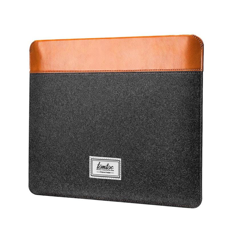 Tomtoc puzdro Felt & PU Leather Case pre Macbook Pro 14" - Gray/Brown