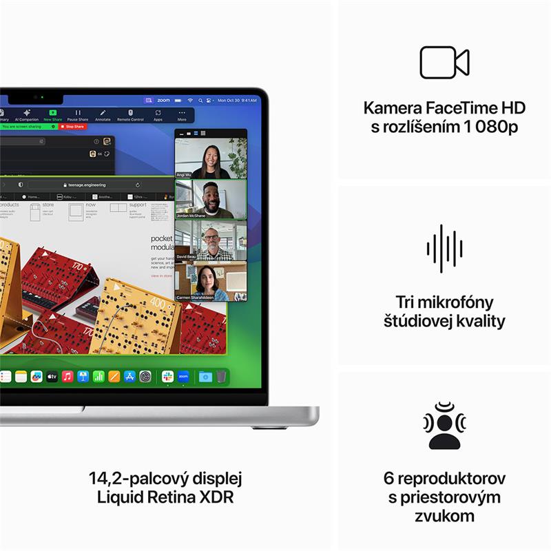 MacBook Pro 14" Apple M3 8C CPU 10C GPU 8GB 512GB Strieborný SK