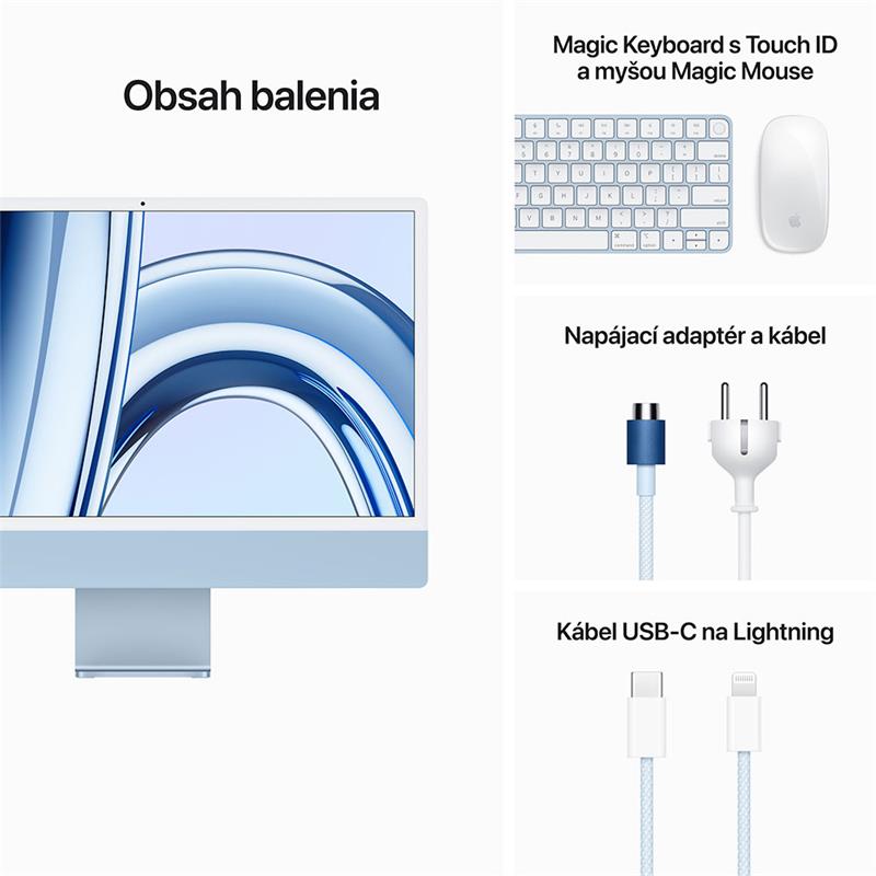iMac 24" 4.5K Apple M3 8C CPU 10C GPU 8GB 256GB Modrý SK