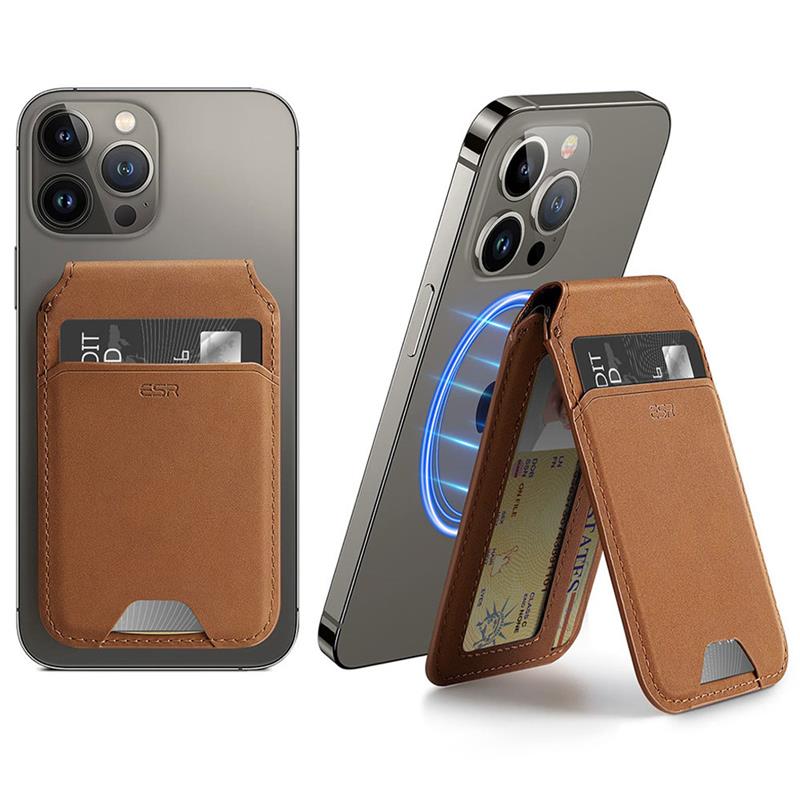 ESR Vegan Leather Magnetic Wallet Stand - Tan Suede