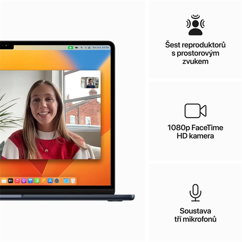 MacBook Air 15" Apple M2 8-core CPU 10-core GPU 8GB 256GB Temně Inkoustový CZ *ROZBALENO*