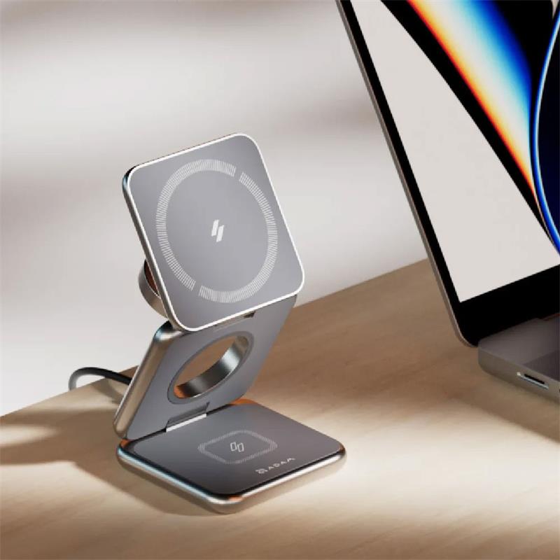 Adam Elements Omnia Mag 3 Magnetic 3-in-1 Wireless Charging Station - Gray