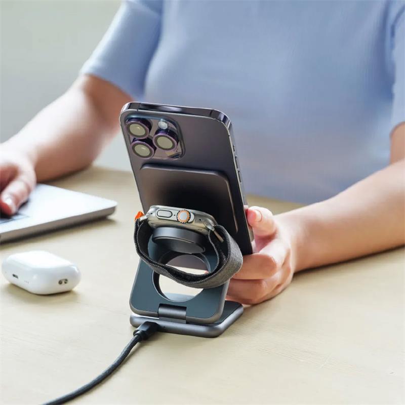 Adam Elements Omnia Mag 3 Magnetic 3-in-1 Wireless Charging Station - Gray