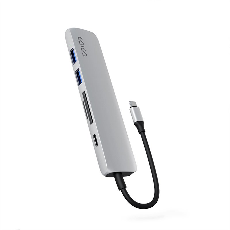 Epico Type-C Aluminium Hub 8K 6v1-Stříbrná