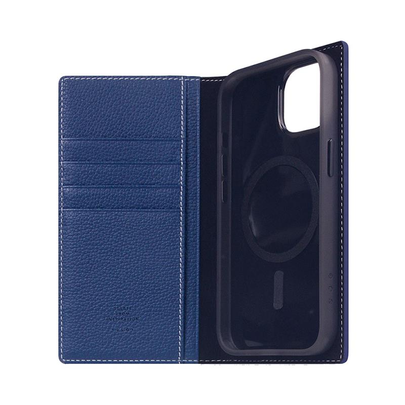 SLG Design puzdro D8 Magsafe Full Grain Leather pre iPhone 15 - Navy Blue