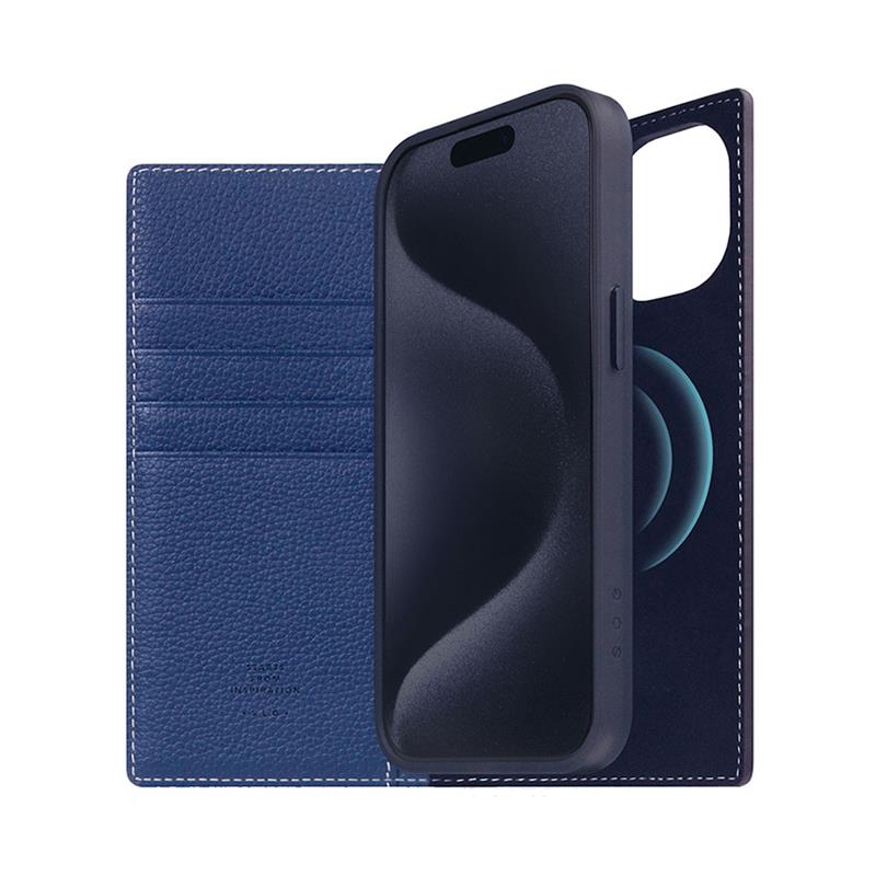 SLG Design puzdro D8 Magsafe Full Grain Leather pre iPhone 15 - Navy Blue